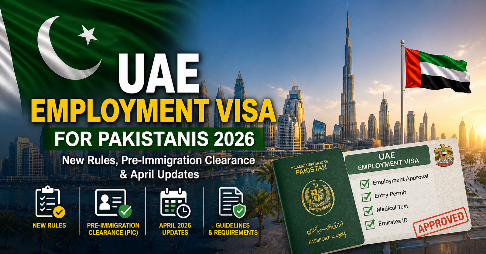 UAE Employment Visa for Pakistanis 2026 April Updates : New Rules, Pre-Immigration Clearance