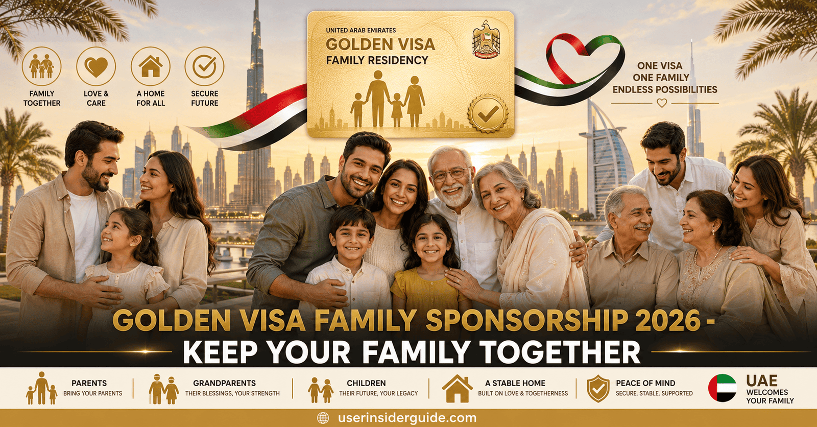 UAE Golden Visa Family Sponsorship 2026 for spouse children and parents
